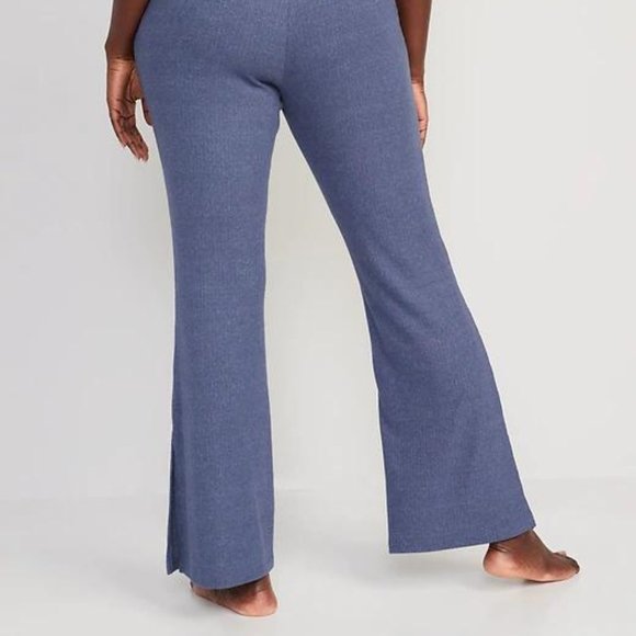 Old Navy High-Waisted Rib-Knit Split Flare Lounge Pants for Women New - Picture 8 of 11